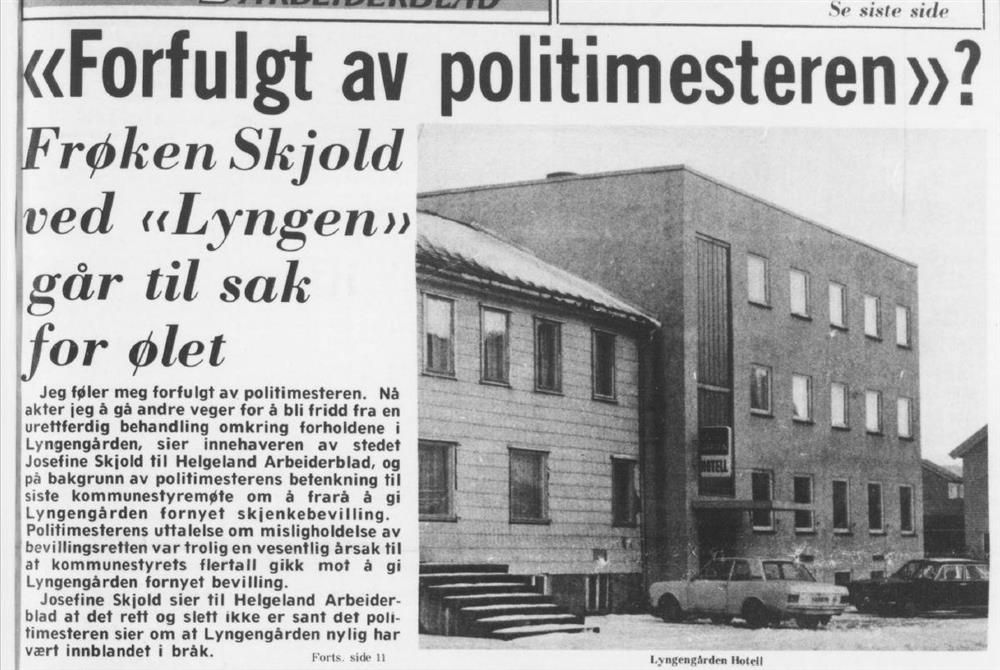 Faksimile frå Helgeland Arbeiderblad, 24. mars 1972. Josefine Skjold kjempa fleire gonger med dei lokale styresmaktene i Mosjøen. - Klikk for stort bilete