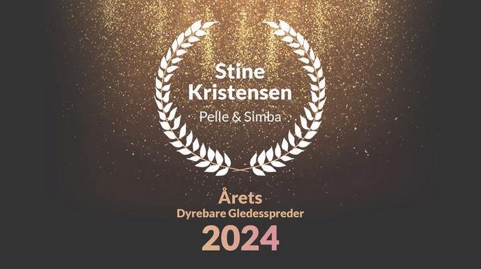 Plakat for årets dyrbare gledespris til Stine Kristensen og Pelle &amp; Simba - Klikk for stort bilete